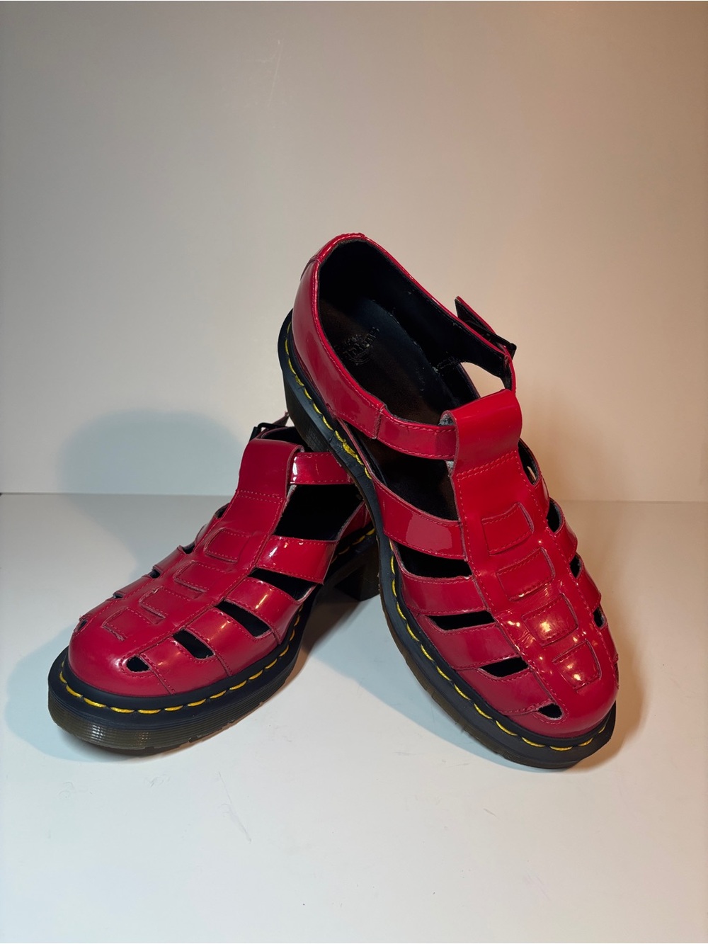 Doc Marten Sandals Red Patent Leather women's 9